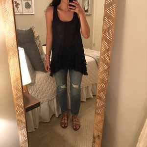 Anthropologie odille Razorback sheer purple tunic